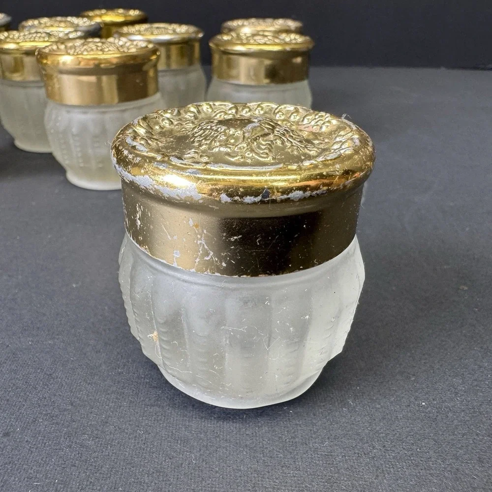 VTG 1970's Estee Lauder Re-Nutriv Sheer Shell Frosted Jar Gold Top Lot Empty SM